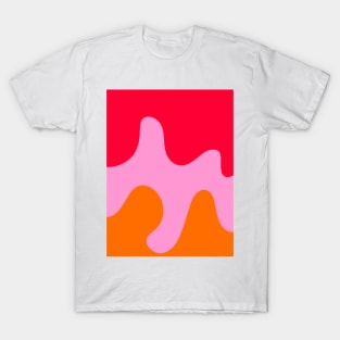 Abstract modern shapes pink, orange, red T-Shirt